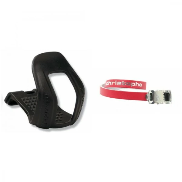 Pedalhaken Zéfal Christophe L/XL Pedal Haken Retro Pedalriemen Paar Zefal 516 Rot, 370mm, Leder