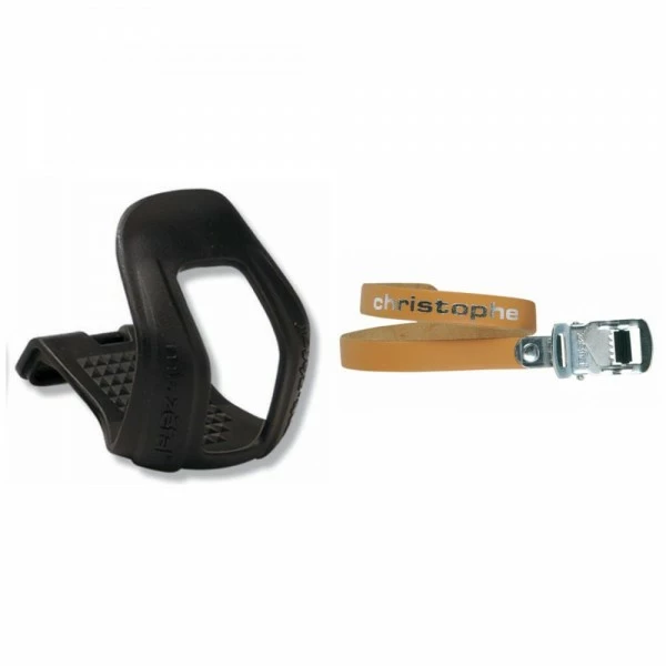 Pedalhaken Zéfal Christophe S/M Pedal Haken Retro Pedalriemen Paar Zefal 516 Braun, 370mm, Leder