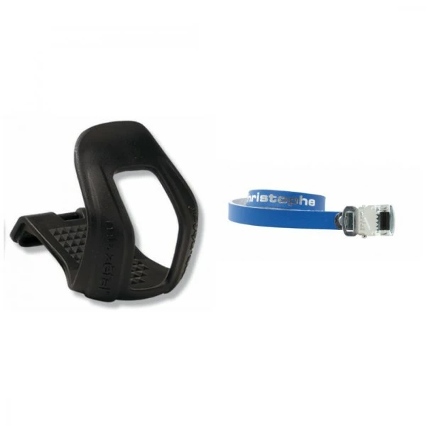 Pedalhaken Zéfal Christophe S/M Pedal Haken Retro Pedalriemen Paar Zefal 516 Blau, 370mm, Leder