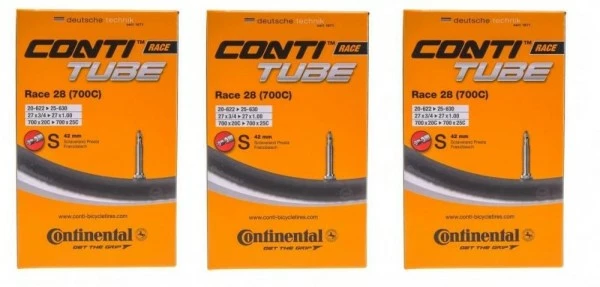 3 X Schlauch CONTINENTAL CONTI RACE 700x20/25c SV Ventil 42 Mm Sclaverand