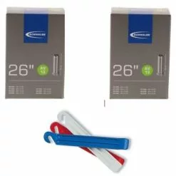 2 X Schwalbe Fahrradschlauch AV13 26x1.50-2.40" (40/62-559) - 26 Zoll 40mm + 1x 1 X Reifenheber Zefa