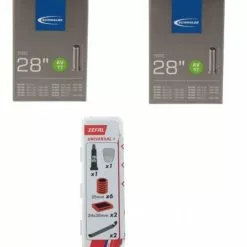 2 X Schwalbe Schlauch AV17 28x1.10-1.75" (28/47-622/635) + 1x Reparatur-Set Universal Zefal 8 Flicke