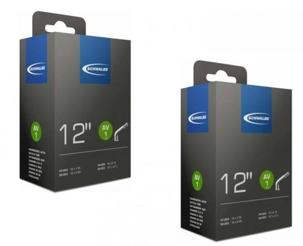 2 X Schwalbe Schlauch AV1 (47/62-203) 12x1.75/2.10" 12 Zoll (45°Winkelventil)