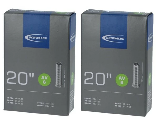 2 X Schwalbe Schlauch AV6 (28/40-406) 20 Zoll