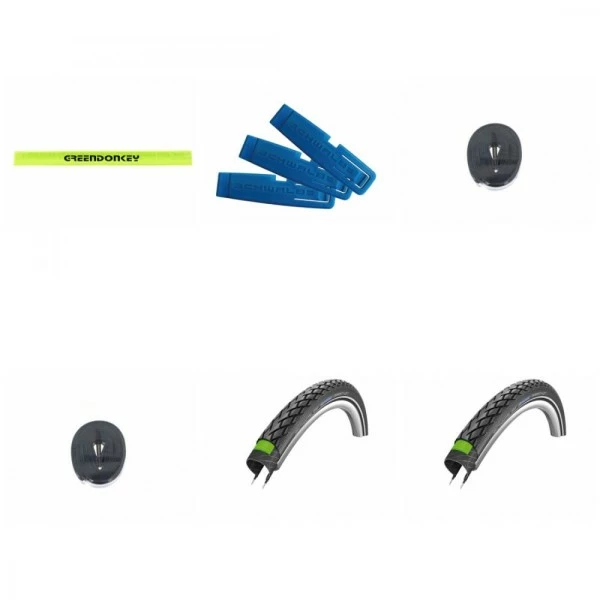 2x Schwalbe MARATHON 28x1.50 + 2x Schwalbe DV17 Schlauch + Reifenheber + Reflexband